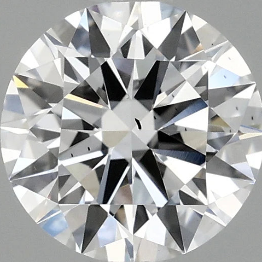 Close-up of a round diamond with a gray background