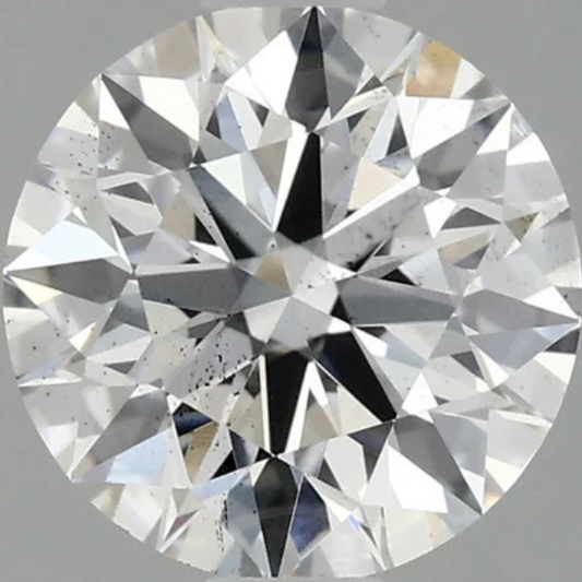 Close-up of a round diamond with a gray background