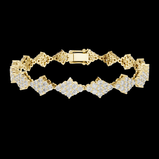Gold bracelet with diamond-like stones on a black background
