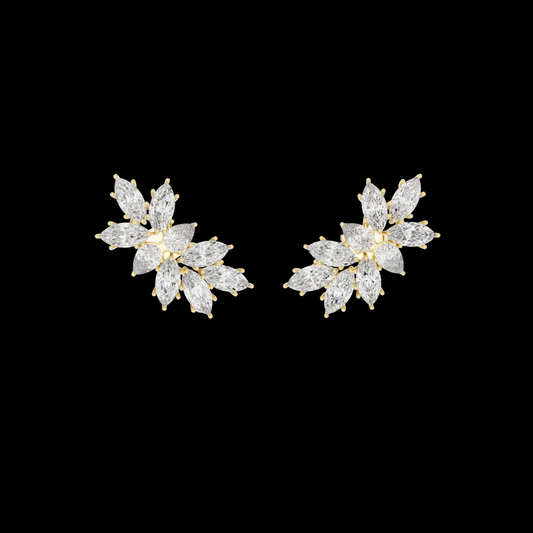 Pair of diamond earrings on a black background