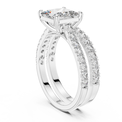 Diamond ring set on a white background
