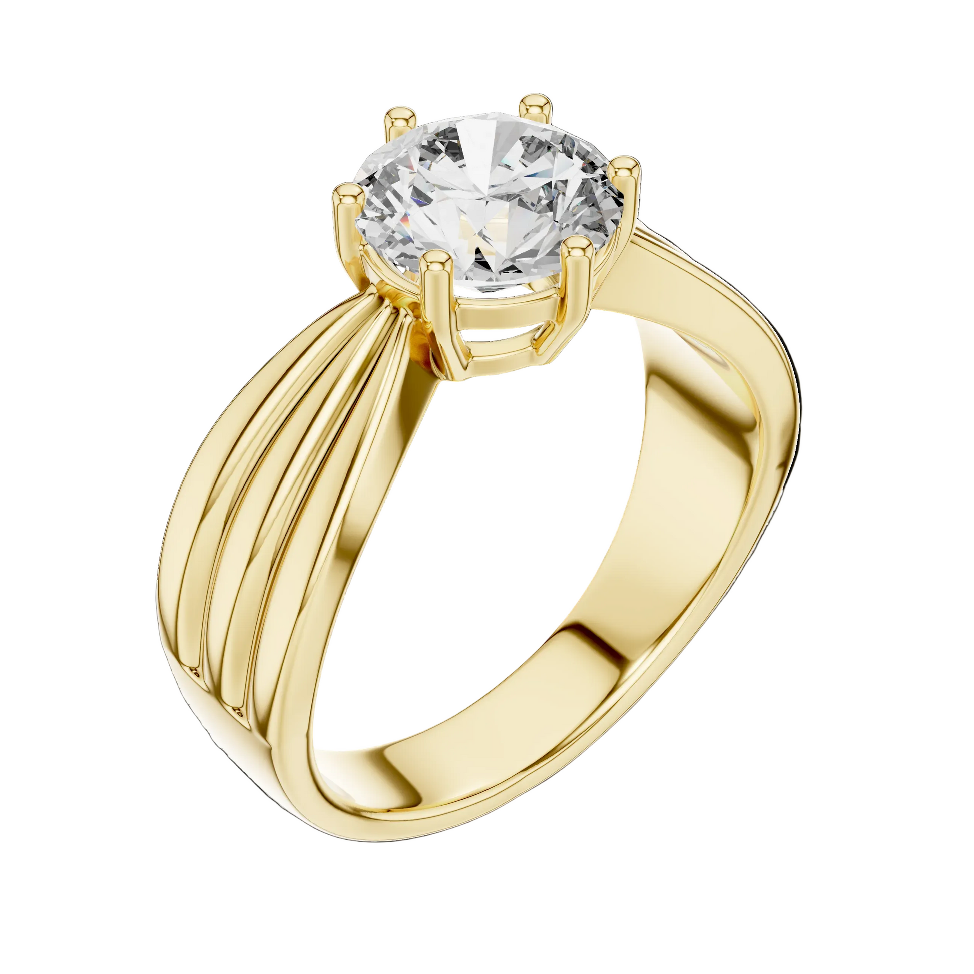 Gold ring with a clear gemstone on a BLACK background