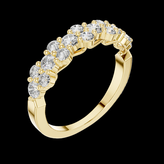 Gold ring with diamonds on a black background