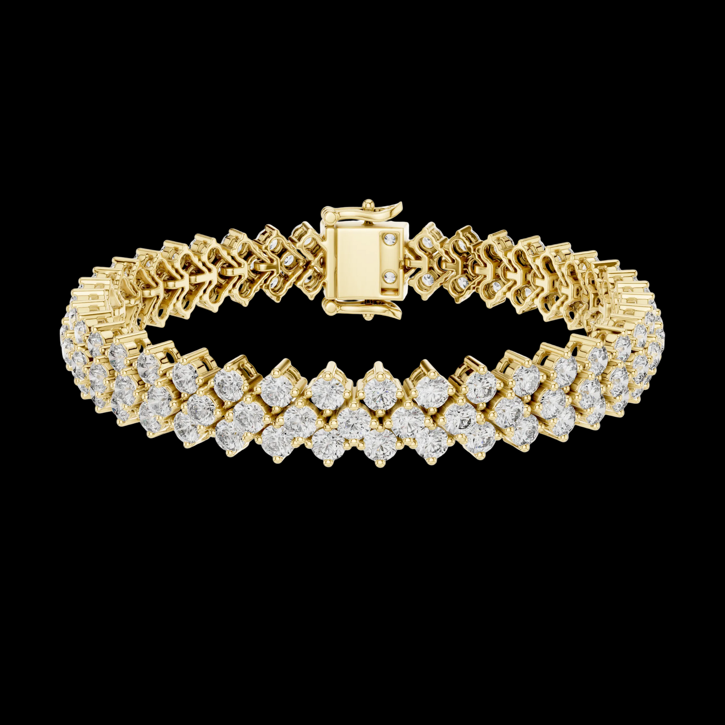 Gold bracelet with diamond accents on a white background