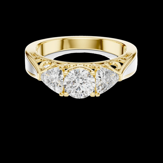 1.02 CT Three Stone Diamond Engagement Ring in Gold | Crown Caratt