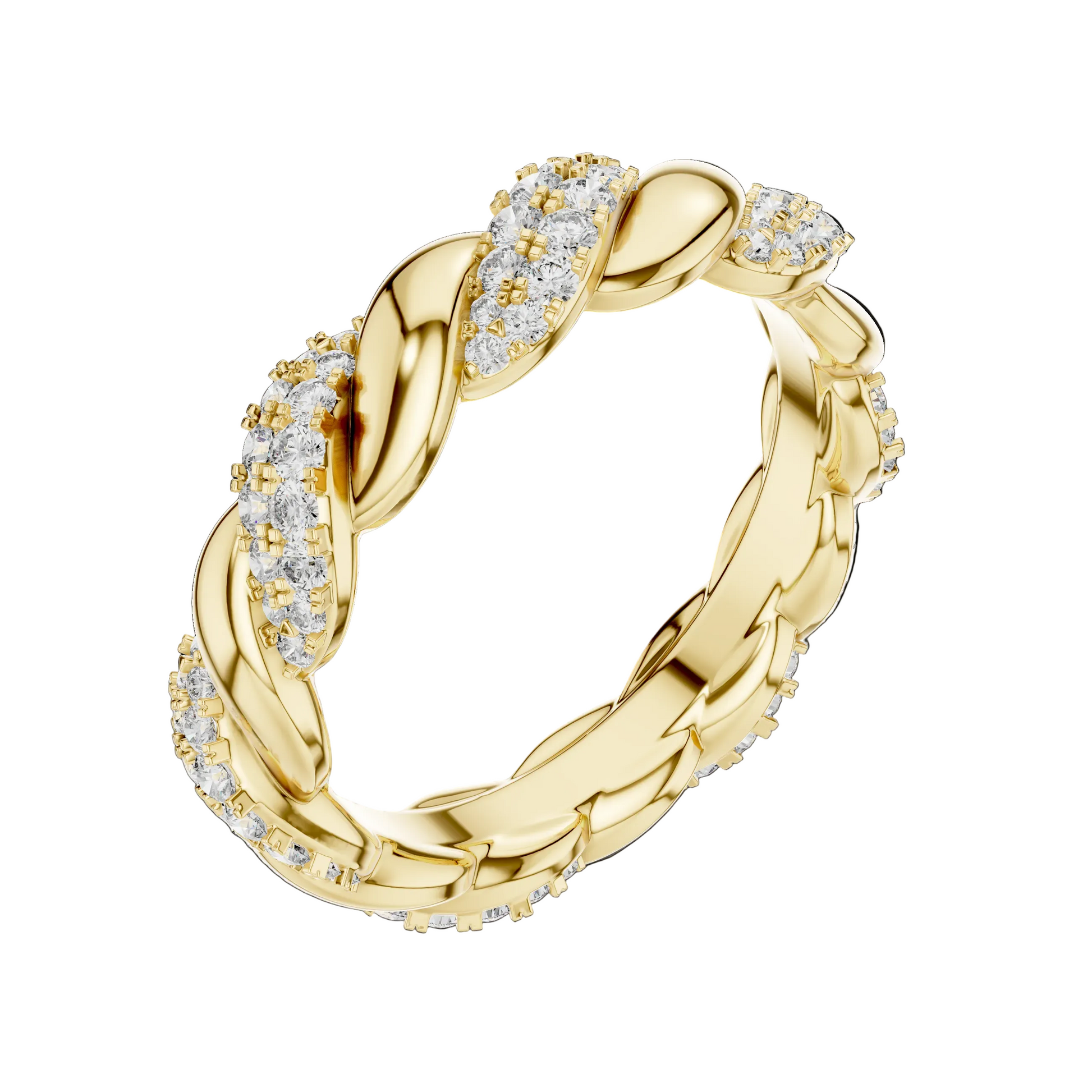 Gold ring with diamond accents on a black background