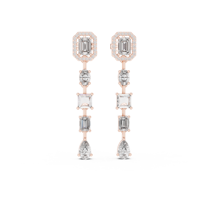 Pair of diamond earrings on a white background