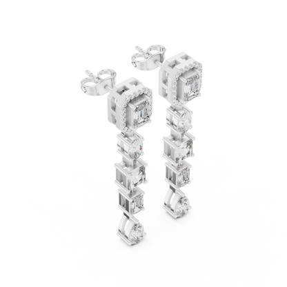 Diamond earrings on a white background