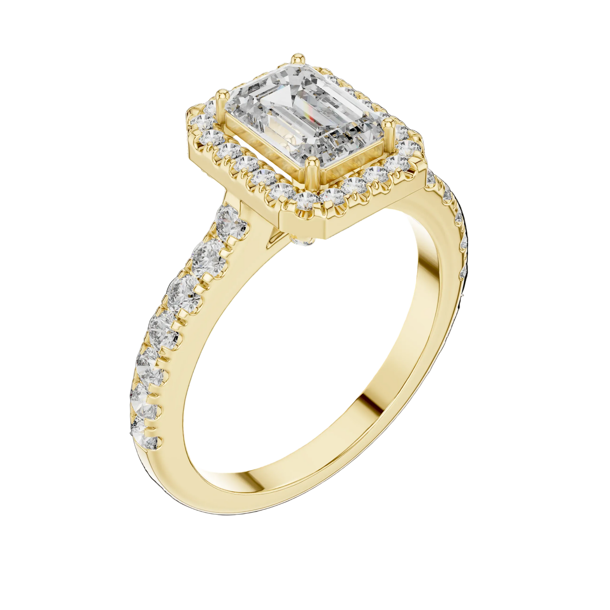 Gold ring with a diamond on White background