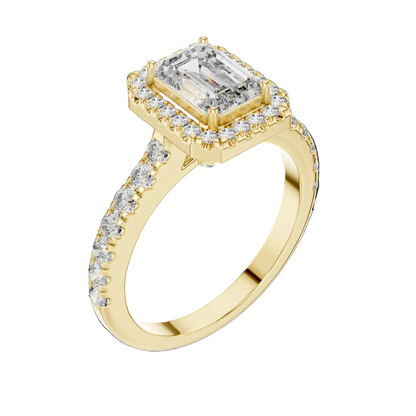 Gold ring with a diamond on White background