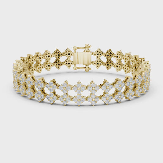 5.120 CT Floral Cluster Lab Grown Diamond Statement Bracelet