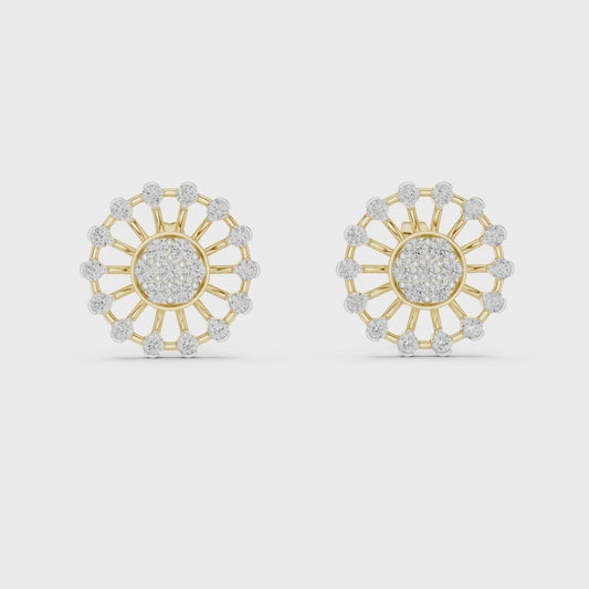 0.70 CT Radiant Sunburst Lab Grown Diamond Stud Earrings
