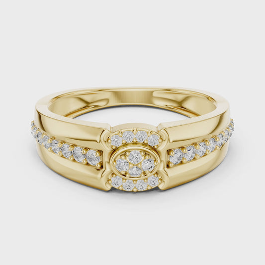 0.342 CT Oval Cluster Lab Grown Diamond Wide Band Ring