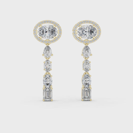 3.338 CT Emerald Halo Lab Grown Diamond Drop Earrings