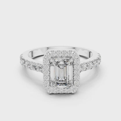 1.656 CT Emerald Cut Halo Diamond Engagement Ring For Women