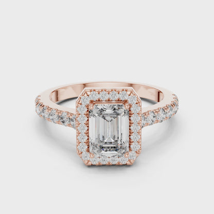 1.656 CT Emerald Cut Halo Diamond Engagement Ring For Women