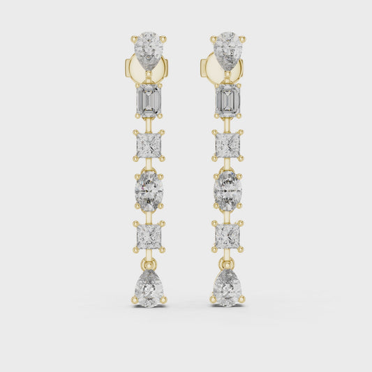2.776 CT Luxury Linear Lab Grown Diamond Statement Drop Earrings