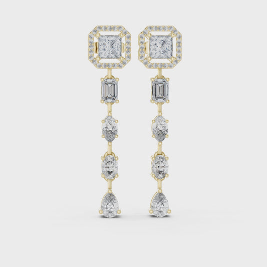 2.812 CT Radiant Cluster Lab Grown Diamond Drop Earrings