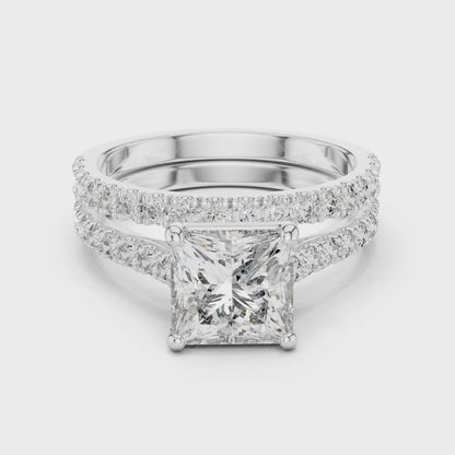 2.46 CT Princess Cut Double Band Lab Grown Diamond Engagement Ring