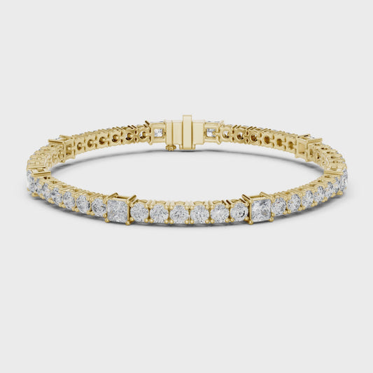 6.620 CT Princess And Round Cut Lab Grown Diamond Tennis Bracelet