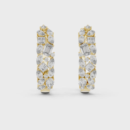 0.403 CT Radiant Cluster Lab Grown Diamond Hoop Earrings