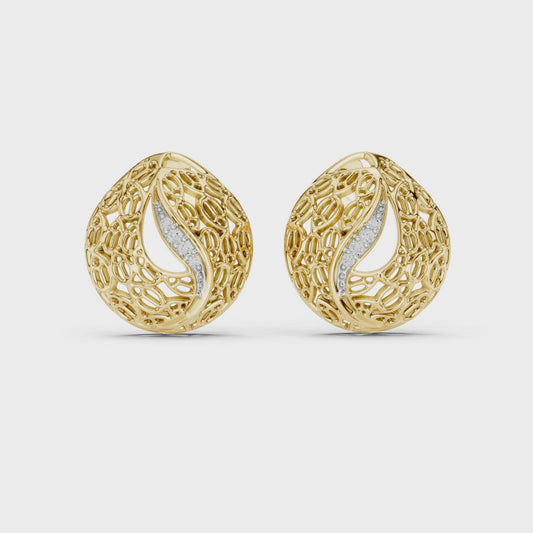 0.06 CT Organic Filigree Lab Grown Diamond Stud Earrings