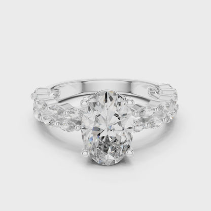2.72 CT Oval Cut Braided Band Lab Grown Diamond Proposal Ring