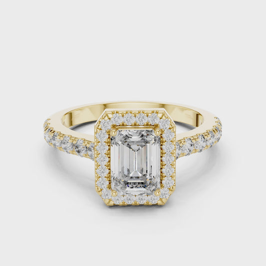 1.656 CT Emerald Cut Halo Diamond Engagement Ring For Women