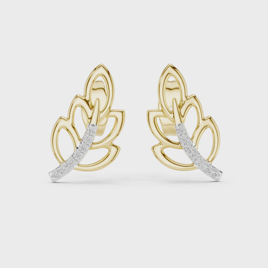 0.07 CT Leaf Shaped Round Cluster Lab Grown Diamond Stud Earrings