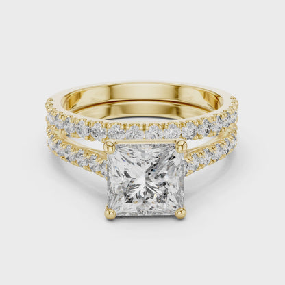 2.46 CT Princess Cut Double Band Lab Grown Diamond Engagement Ring