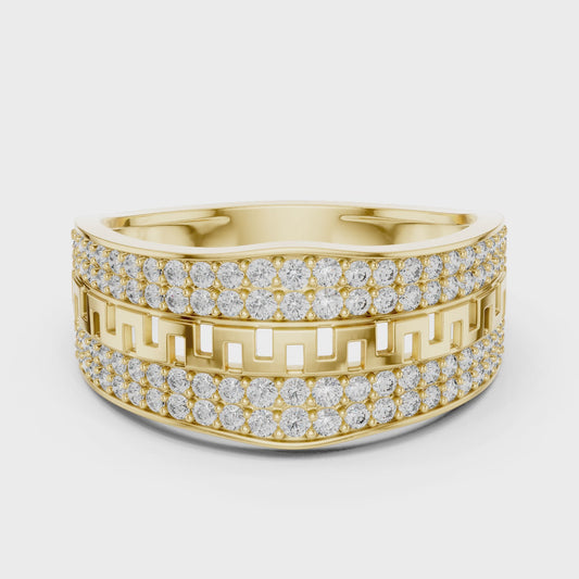 0.684 CT Luxury Greek Key Pavé Lab Grown Diamond Band Ring