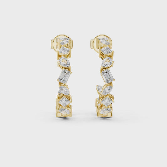 1.06 CT Elegant Multi-Shape Lab Grown Diamond Drop Earrings