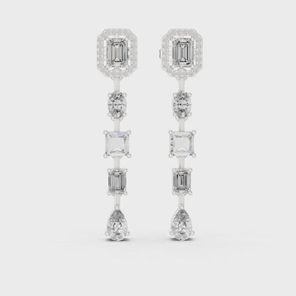 3.098 CT Emerald Drop Lab Grown Diamond Statement Earrings