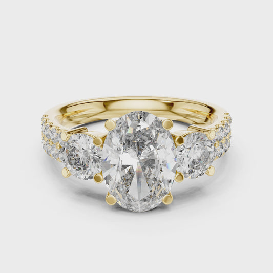 3.10 CT Oval Three Stone Lab Grown Diamond Engagement Ring