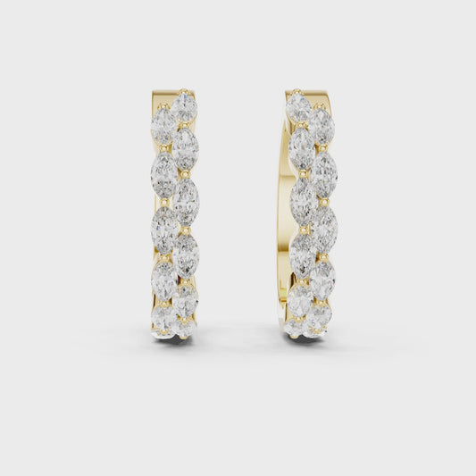 1.6001 CT Marquise Cluster Lab Grown Diamond Hoop Earrings