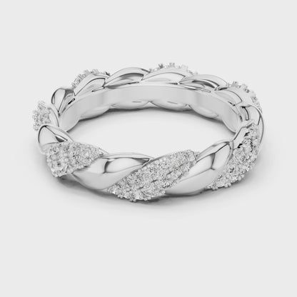 0.658 CT Twisted Pavé Lab Grown Diamond Wedding Band Ring