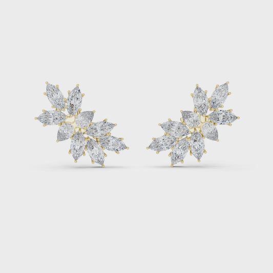 4.10 CT Marquise Cascade Lab Grown Diamond Cluster Stud Earrings